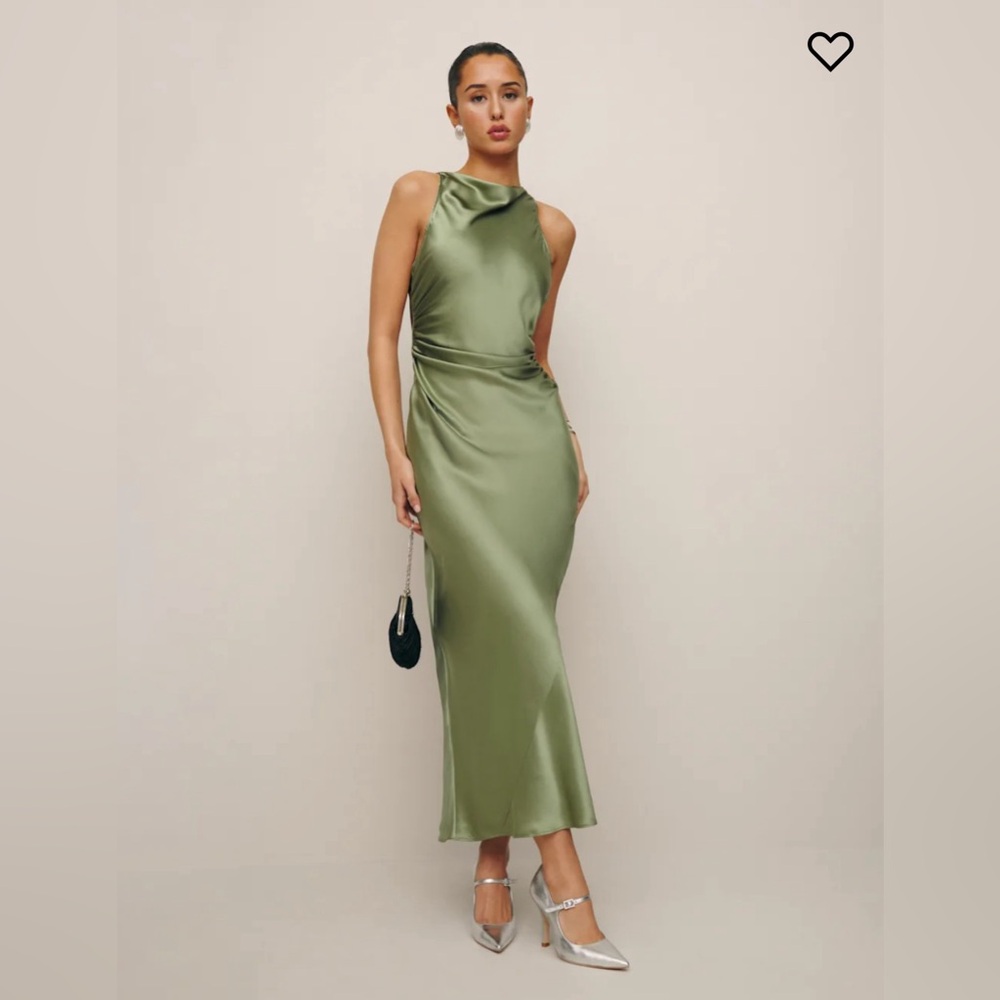 Reformation - size 2 - Silk Casette Dress (color: artichoke) - Picture 7 of 7